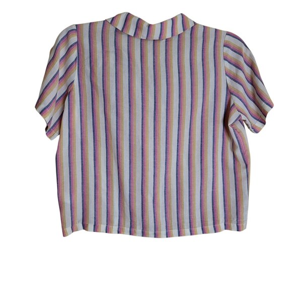 Women's Marine Layer Doze Pajama Top Sz M Blue Orange Ombre Stripe Tencel/Linen - Picture 2 of 7